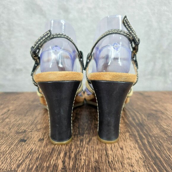 Aerosoles Swish Bone Strappy Wedge Sandals 11 Black Leather Natural Jute Comfort - Picture 7 of 14